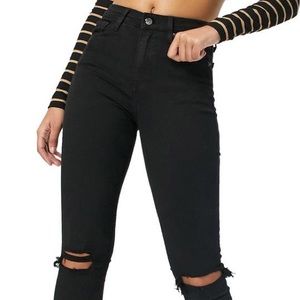 TopShop Jamie Moto Jeans, ripped knees | Black | 28 Waist